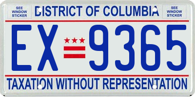 DC license plate EX9365
