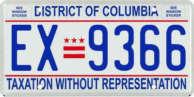 DC license plate EX9366