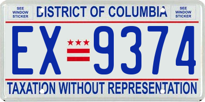 DC license plate EX9374