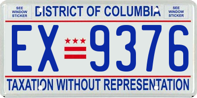 DC license plate EX9376