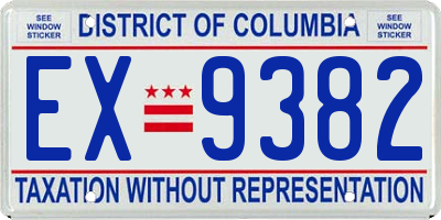 DC license plate EX9382