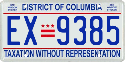 DC license plate EX9385