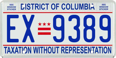DC license plate EX9389