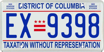 DC license plate EX9398