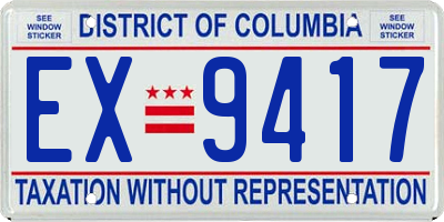 DC license plate EX9417