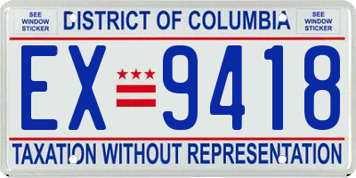 DC license plate EX9418