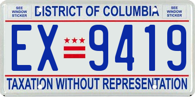 DC license plate EX9419