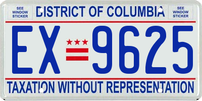 DC license plate EX9625