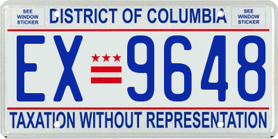 DC license plate EX9648