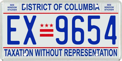DC license plate EX9654