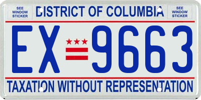 DC license plate EX9663
