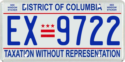 DC license plate EX9722
