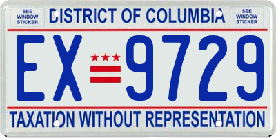 DC license plate EX9729
