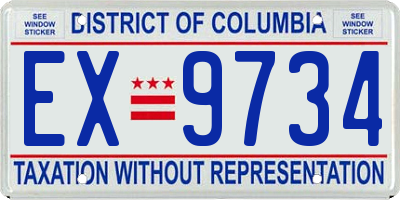 DC license plate EX9734