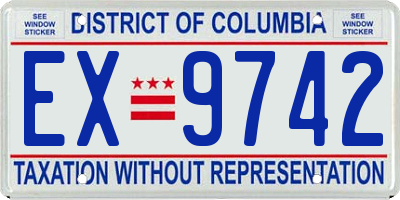 DC license plate EX9742