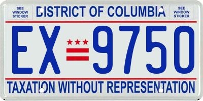 DC license plate EX9750