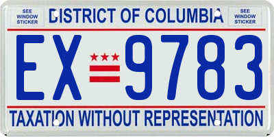 DC license plate EX9783