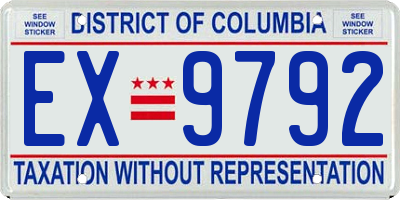 DC license plate EX9792