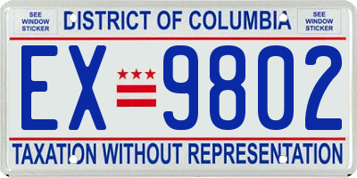 DC license plate EX9802