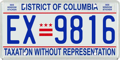 DC license plate EX9816