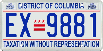 DC license plate EX9881