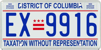 DC license plate EX9916