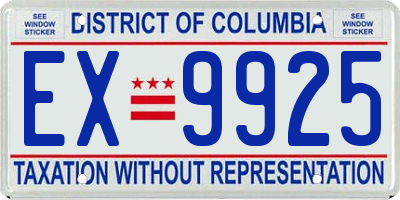 DC license plate EX9925
