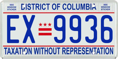 DC license plate EX9936