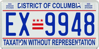 DC license plate EX9948