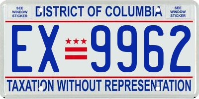 DC license plate EX9962