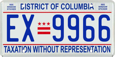 DC license plate EX9966