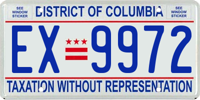 DC license plate EX9972
