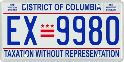 DC license plate EX9980