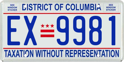 DC license plate EX9981
