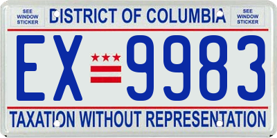 DC license plate EX9983