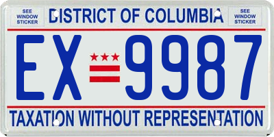 DC license plate EX9987