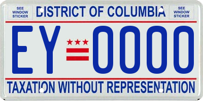 DC license plate EY0000