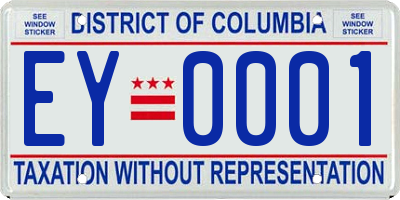 DC license plate EY0001