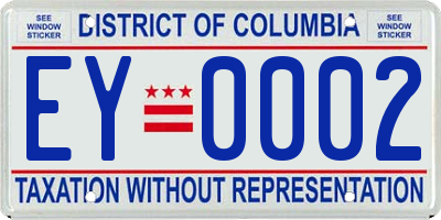 DC license plate EY0002