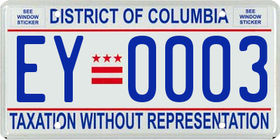 DC license plate EY0003