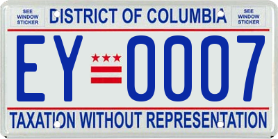 DC license plate EY0007