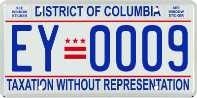DC license plate EY0009