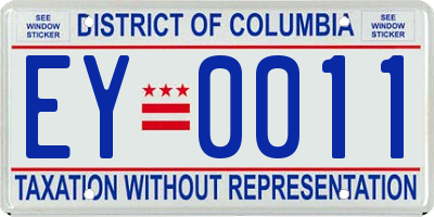 DC license plate EY0011