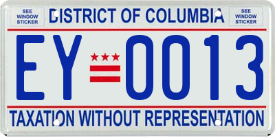 DC license plate EY0013