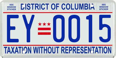 DC license plate EY0015