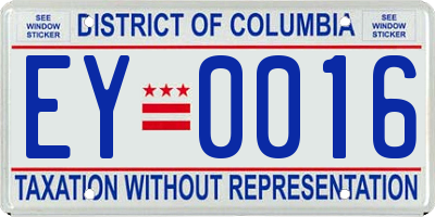 DC license plate EY0016