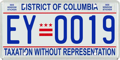 DC license plate EY0019