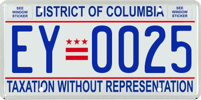 DC license plate EY0025