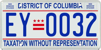 DC license plate EY0032
