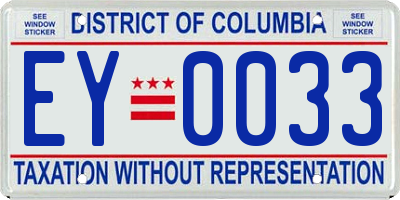 DC license plate EY0033